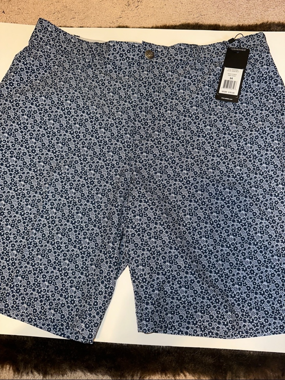 adidas Navy and White Floral Print Shorts